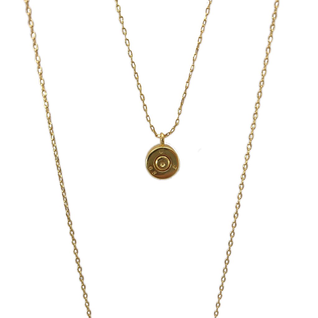Layered Bullet Necklace Gold Plated Double Chain Recycled Brass Bar Khmer Peace BandsCo Straps