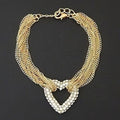 Layered Chain Heart Charm Bracelet Gold Plated For Women