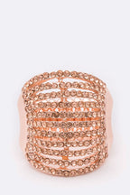 Layered Crystal Stretch Ring Adjustable Multi Row Sparkle