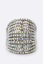 Layered Crystal Stretch Ring Adjustable Multi Row Sparkle