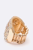 Layered Crystal Stretch Ring Adjustable Multi Row Sparkle