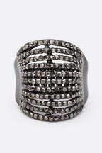 Layered Crystal Stretch Ring Adjustable Multi Row Sparkle