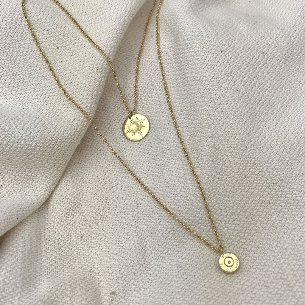 Layered North Star Bullet Necklace Recycled Bombshell Pendant Gold Plated BandsCo Straps