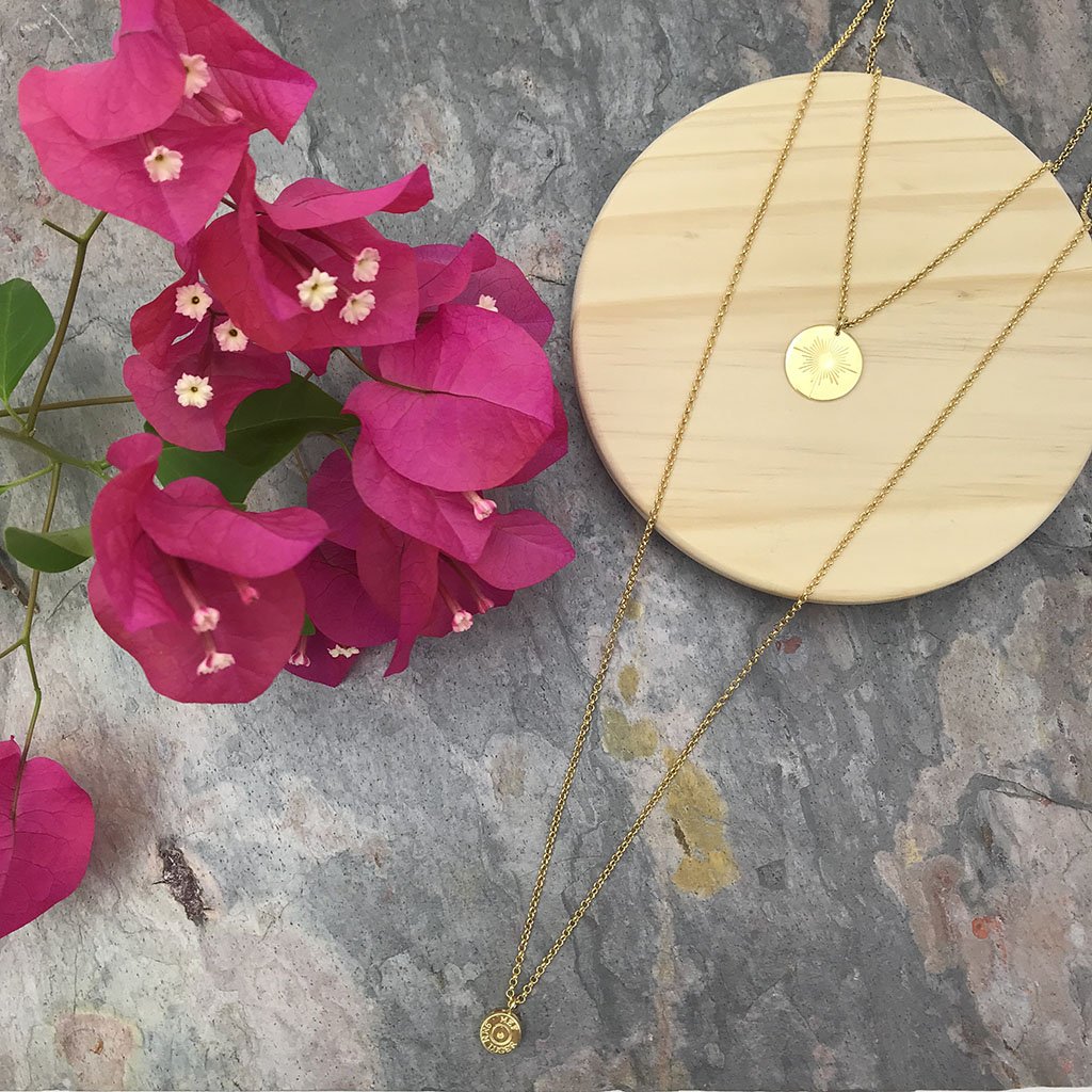 Layered North Star Bullet Necklace Recycled Bombshell Pendant Gold Plated BandsCo Straps