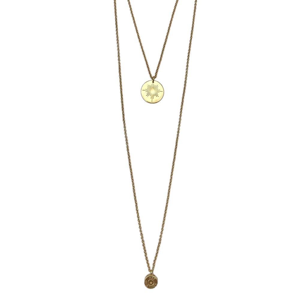 Layered North Star Bullet Necklace Recycled Bombshell Pendant Gold Plated BandsCo Straps