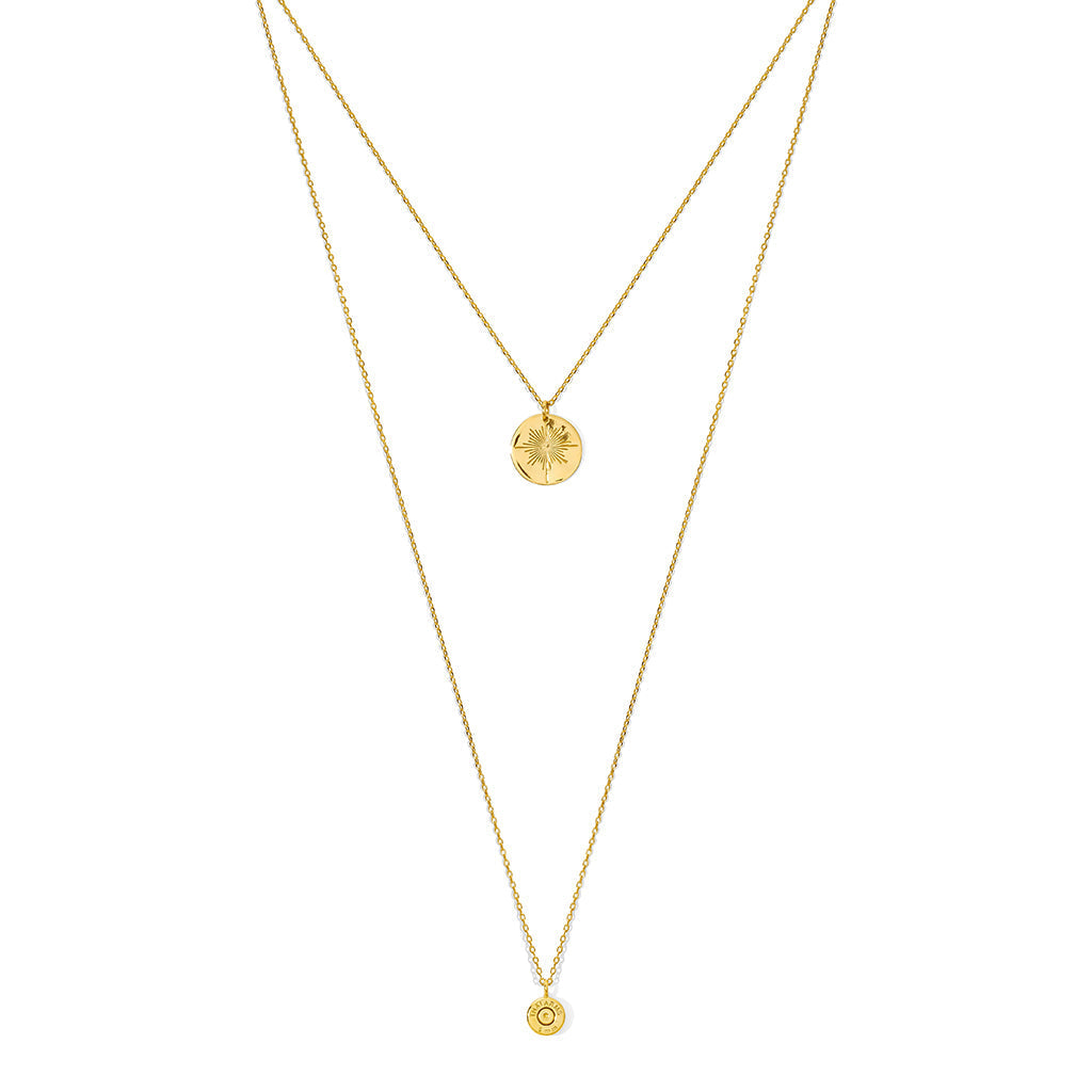Layered North Star Bullet Necklace Recycled Bombshell Pendant Gold Plated BandsCo Straps