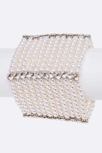 Layered Pearl Bracelet With Crystal Accents Statement