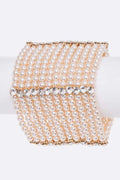 Layered Pearl Bracelet With Crystal Accents Statement