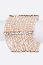 Layered Pearl Bracelet With Crystal Accents Statement