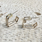Layered Square Hoop Earrings Recycled Brass Double Layer Modern Geometric BandsCo Straps