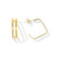 Layered Square Hoop Earrings Recycled Brass Double Layer Modern Geometric BandsCo Straps