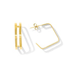 Layered Square Hoop Earrings Recycled Brass Double Layer Modern Geometric BandsCo Straps