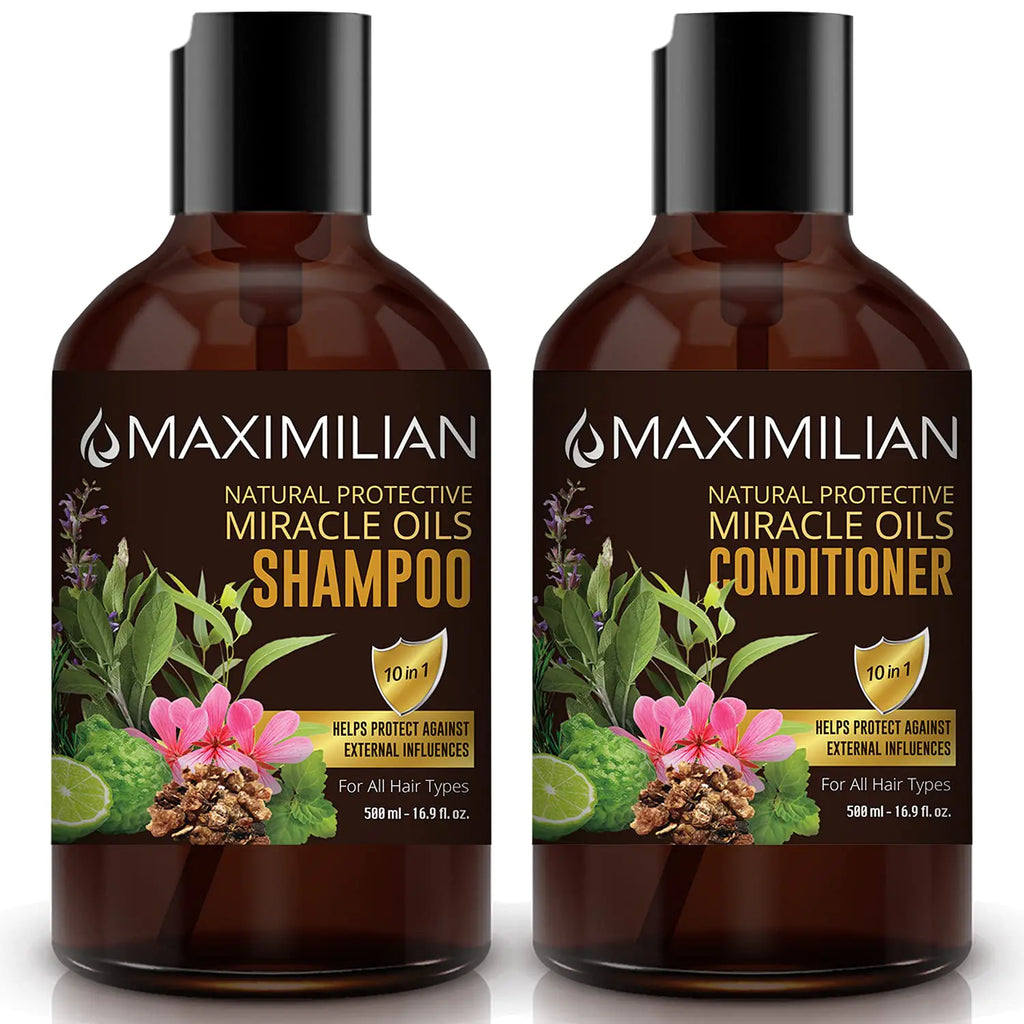 MAXIMILIAN All Natural Shampoo Deep Cleansing Natural Shampoo and Conditioner Set 10 Hair Oils & Provitamin B5 Vegan Shampoo and Conditioner Shampoo Natural Scented 2 x 16.9 Fl Oz Lootquake LLC