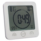 LCD Screen Waterproof Digital Bathroom Digital Bathroom Shower Kitchen Clock Timer with Alarm Waterproof for Water Splashes Visual Countdown Timer Time Management  Wall Clock Temperature Humidity Countdown Time Function Wash Shower Hanging Clocks Timer Stevvex