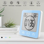 LCD Screen Waterproof Digital Bathroom Digital Bathroom Shower Kitchen Clock Timer with Alarm Waterproof for Water Splashes Visual Countdown Timer Time Management  Wall Clock Temperature Humidity Countdown Time Function Wash Shower Hanging Clocks Timer Stevvex