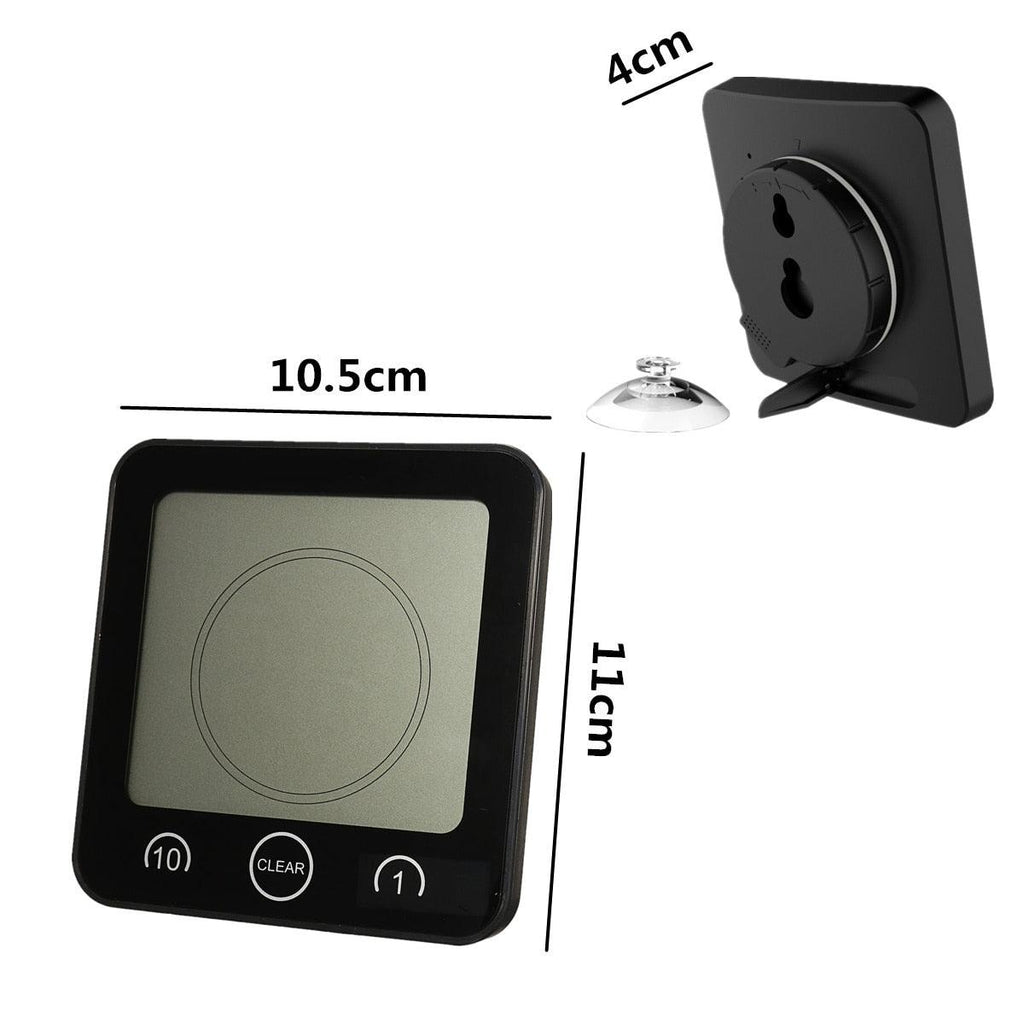 LCD Screen Waterproof Digital Bathroom Digital Bathroom Shower Kitchen Clock Timer with Alarm Waterproof for Water Splashes Visual Countdown Timer Time Management  Wall Clock Temperature Humidity Countdown Time Function Wash Shower Hanging Clocks Timer Stevvex