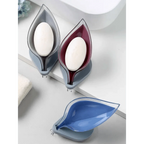 Leaf Shape Soap Box Bathroom soap holder Dish Storage Plate Tray Bathroom Soap Holder Case Bathroom Supplies bathroom gadgets Drainage Soap Holder-Leaf Soap Storage Box-Vertical Manual Soap Holder-Suction Cup Drain Soap Box for Shower Bathroom Kitchen Stevvex
