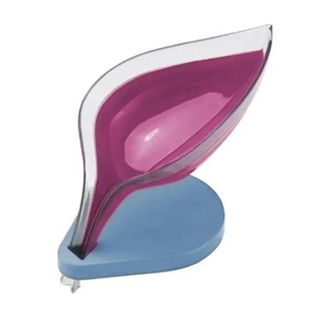 Leaf Shape Soap Box Bathroom soap holder Dish Storage Plate Tray Bathroom Soap Holder Case Bathroom Supplies bathroom gadgets Drainage Soap Holder-Leaf Soap Storage Box-Vertical Manual Soap Holder-Suction Cup Drain Soap Box for Shower Bathroom Kitchen Stevvex