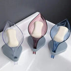 Leaf Shape Soap Box Bathroom soap holder Dish Storage Plate Tray Bathroom Soap Holder Case Bathroom Supplies bathroom gadgets Drainage Soap Holder-Leaf Soap Storage Box-Vertical Manual Soap Holder-Suction Cup Drain Soap Box for Shower Bathroom Kitchen Stevvex