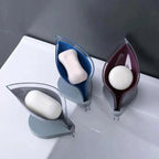 Leaf Shape Soap Box Bathroom soap holder Dish Storage Plate Tray Bathroom Soap Holder Case Bathroom Supplies bathroom gadgets Drainage Soap Holder-Leaf Soap Storage Box-Vertical Manual Soap Holder-Suction Cup Drain Soap Box for Shower Bathroom Kitchen Stevvex