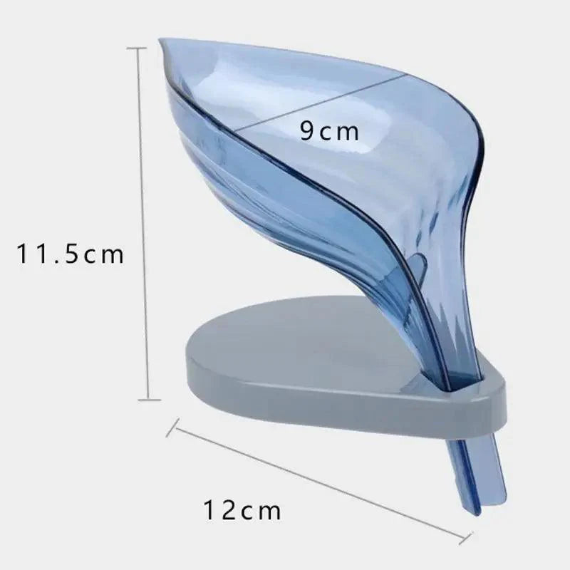 Leaf Shape Soap Box Bathroom soap holder Dish Storage Plate Tray Bathroom Soap Holder Case Bathroom Supplies bathroom gadgets Drainage Soap Holder-Leaf Soap Storage Box-Vertical Manual Soap Holder-Suction Cup Drain Soap Box for Shower Bathroom Kitchen Stevvex