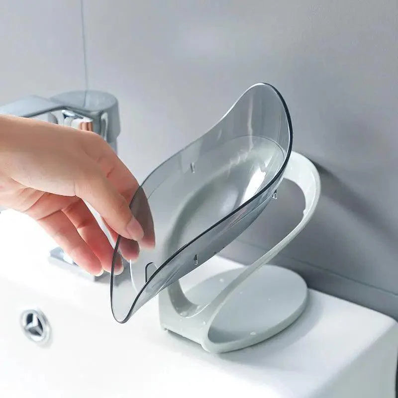 Leaf Shape Soap Box Creative Drain Soap Holder Bathroom Soap Holder Free Perforated Soap Dish For Bathroom Suction Cup Soap Dish Soap Dish with Draining Tray Soap Holder Saver for Shower Bathroom Keep Soap Bars Dry Clean Stevvex