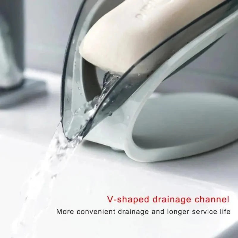 Leaf Shape Soap Box Creative Drain Soap Holder Bathroom Soap Holder Free Perforated Soap Dish For Bathroom Suction Cup Soap Dish Soap Dish with Draining Tray Soap Holder Saver for Shower Bathroom Keep Soap Bars Dry Clean Stevvex