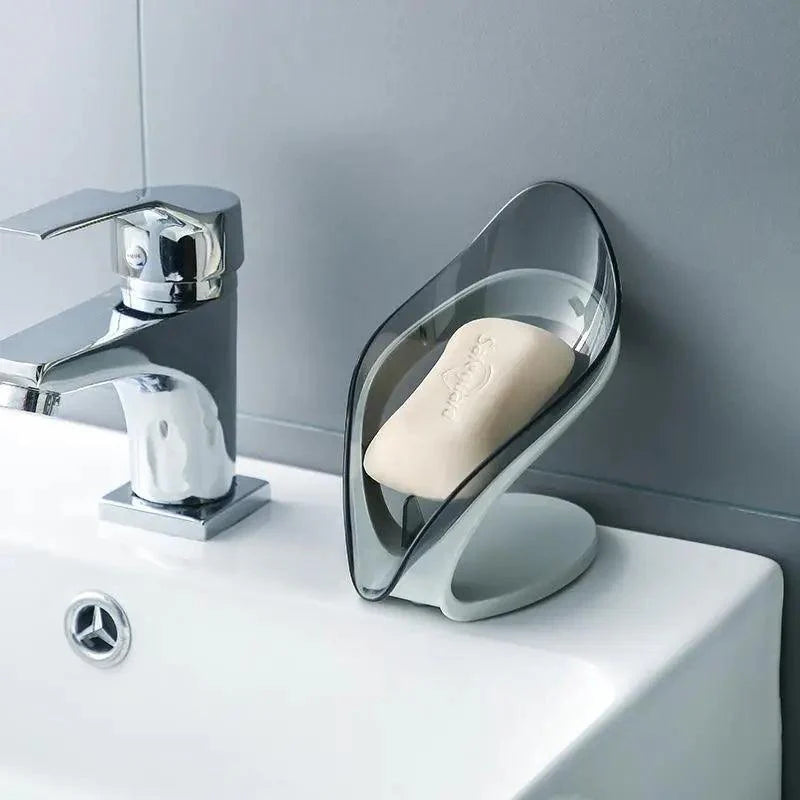 Leaf Shape Soap Box Creative Drain Soap Holder Bathroom Soap Holder Free Perforated Soap Dish For Bathroom Suction Cup Soap Dish Soap Dish with Draining Tray Soap Holder Saver for Shower Bathroom Keep Soap Bars Dry Clean Stevvex