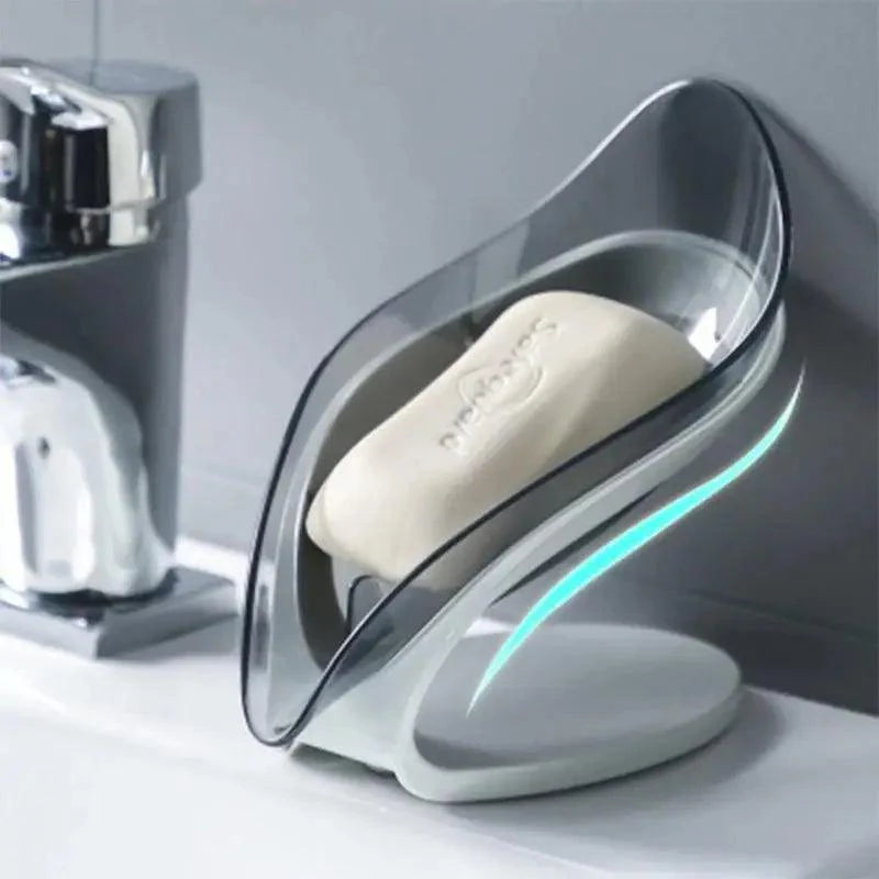 Leaf Shape Soap Box Creative Drain Soap Holder Bathroom Soap Holder Free Perforated Soap Dish For Bathroom Suction Cup Soap Dish Soap Dish with Draining Tray Soap Holder Saver for Shower Bathroom Keep Soap Bars Dry Clean Stevvex