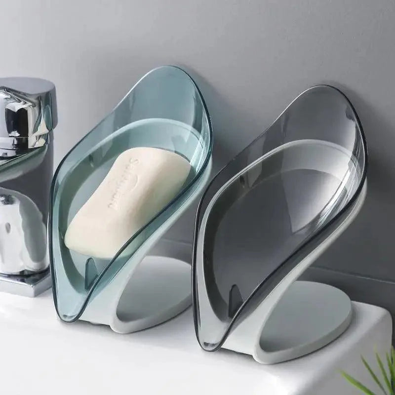 Leaf Shape Soap Box Creative Drain Soap Holder Bathroom Soap Holder Free Perforated Soap Dish For Bathroom Suction Cup Soap Dish Soap Dish with Draining Tray Soap Holder Saver for Shower Bathroom Keep Soap Bars Dry Clean Stevvex
