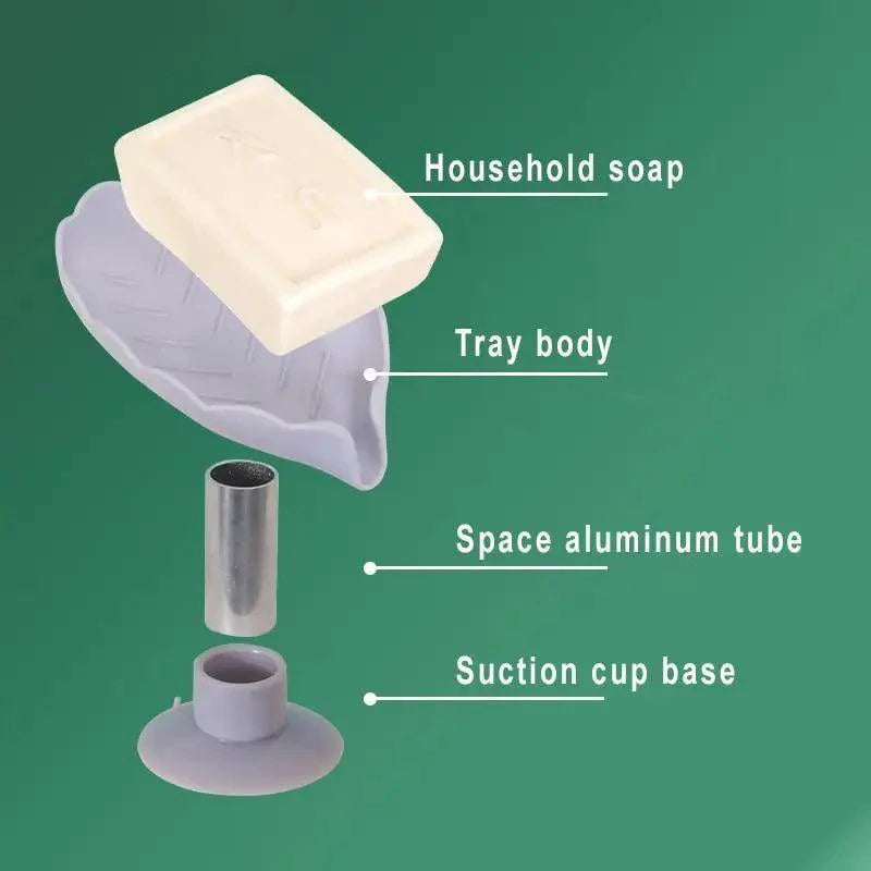 Leaf Shape Soap Box Drain Soap Holder Box Kichen Bathroom Accessories Toilet Laundry Soap Box Bathroom Supplies Tray Gadgets Soap Holder Leaf-Shape Self Draining Soap Dish Holder Not Punched Easy Clean Bar Soap Holder With Suction Cup Soap Dish Stevvex