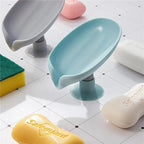 Leaf Shape Soap Box Drain Soap Holder Box Kichen Bathroom Accessories Toilet Laundry Soap Box Bathroom Supplies Tray Gadgets Soap Holder Leaf-Shape Self Draining Soap Dish Holder Not Punched Easy Clean Bar Soap Holder With Suction Cup Soap Dish Stevvex