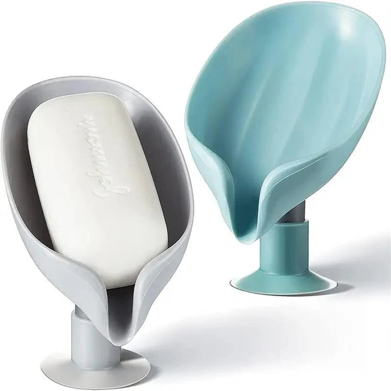 Leaf Shape Soap Box Drain Soap Holder Box Kichen Bathroom Accessories Toilet Laundry Soap Box Bathroom Supplies Tray Gadgets Soap Holder Leaf-Shape Self Draining Soap Dish Holder Not Punched Easy Clean Bar Soap Holder With Suction Cup Soap Dish Stevvex