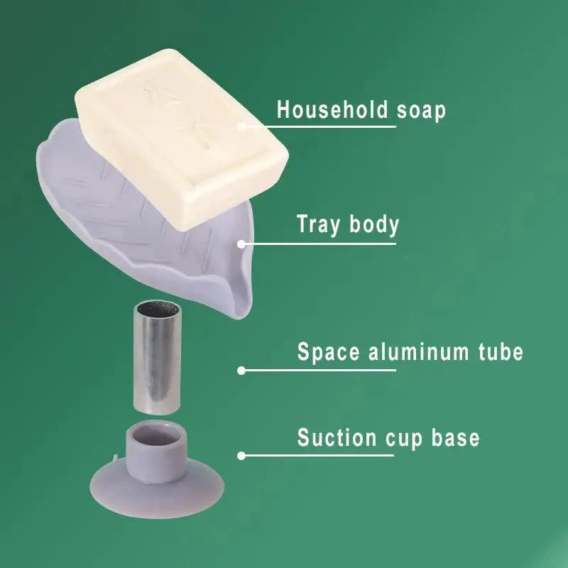 Leaf Shape Soap Box Drain Soap Holder Box Kichen Bathroom Accessories Toilet Laundry Soap Box Bathroom Supplies Tray Gadgets Soap Holder Leaf-Shape Self Draining Soap Dish Holder Not Punched Easy Clean Bar Soap Holder With Suction Cup Soap Dish Stevvex