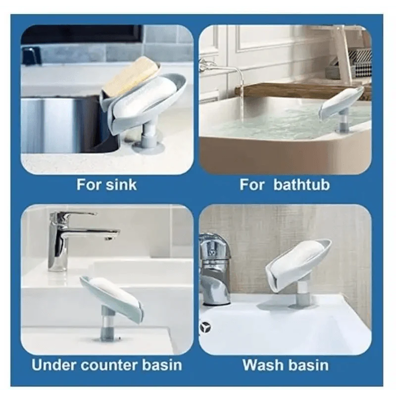 Leaf Shaped Soap Dish Holder Suction Cup Soap Dish For Bathroom Shower Soap Box Sponge Soap Holder Storage Tray Soap container Soap Dish Holder Lotus Leaf Shape With Suction Cup Drain Detachable Soap Box Not Punched Toilet Bath Drain Shelf Storage Stevvex