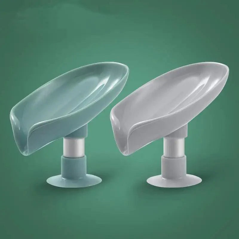 Leaf Shaped Soap Dish Holder Suction Cup Soap Dish For Bathroom Shower Soap Box Sponge Soap Holder Storage Tray Soap container Soap Dish Holder Lotus Leaf Shape With Suction Cup Drain Detachable Soap Box Not Punched Toilet Bath Drain Shelf Storage Stevvex