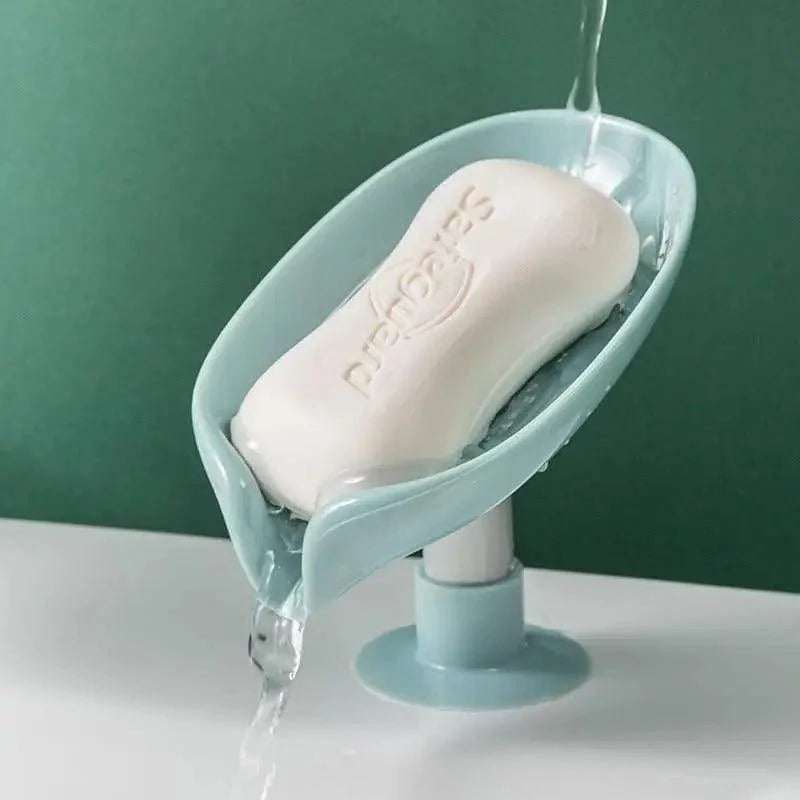 Leaf Shaped Soap Dish Holder Suction Cup Soap Dish For Bathroom Shower Soap Box Sponge Soap Holder Storage Tray Soap container Soap Dish Holder Lotus Leaf Shape With Suction Cup Drain Detachable Soap Box Not Punched Toilet Bath Drain Shelf Storage Stevvex