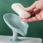 Leaf Shaped Soap Dish Holder Suction Cup Soap Dish For Bathroom Shower Soap Box Sponge Soap Holder Storage Tray Soap container Soap Dish Holder Lotus Leaf Shape With Suction Cup Drain Detachable Soap Box Not Punched Toilet Bath Drain Shelf Storage Stevvex