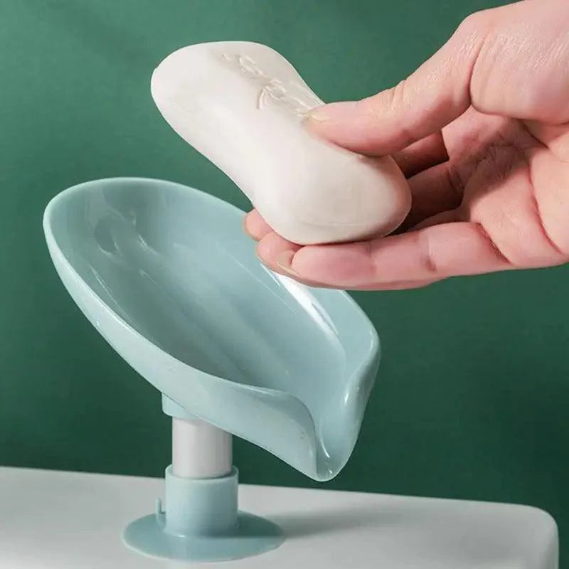 Leaf Shaped Soap Dish Holder Suction Cup Soap Dish For Bathroom Shower Soap Box Sponge Soap Holder Storage Tray Soap container Soap Dish Holder Lotus Leaf Shape With Suction Cup Drain Detachable Soap Box Not Punched Toilet Bath Drain Shelf Storage Stevvex