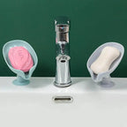 Leaf Shaped Soap Dish Holder Suction Cup Soap Dish For Bathroom Shower Soap Box Sponge Soap Holder Storage Tray Soap container Soap Dish Holder Lotus Leaf Shape With Suction Cup Drain Detachable Soap Box Not Punched Toilet Bath Drain Shelf Storage Stevvex