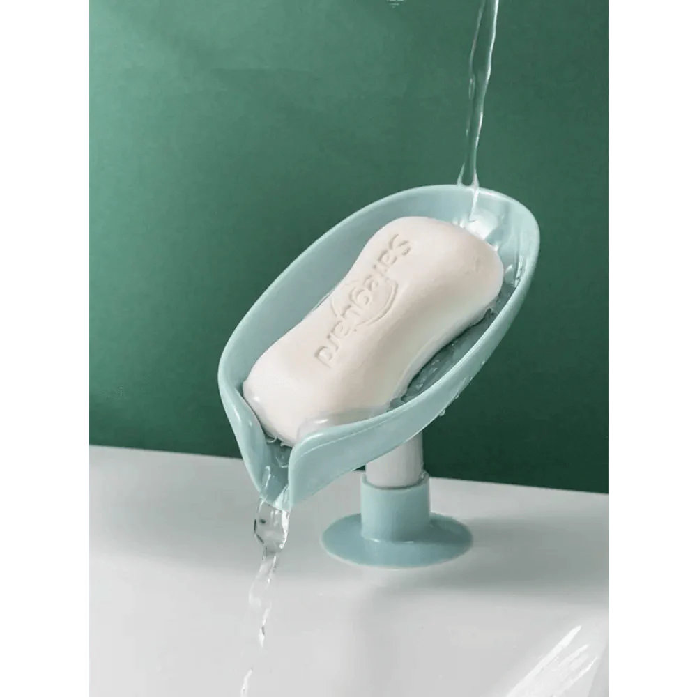 Leaf Shaped Soap Dish Holder Suction Cup Soap Dish For Bathroom Shower Soap Box Sponge Soap Holder Storage Tray Soap container Soap Dish Holder Lotus Leaf Shape With Suction Cup Drain Detachable Soap Box Not Punched Toilet Bath Drain Shelf Storage Stevvex