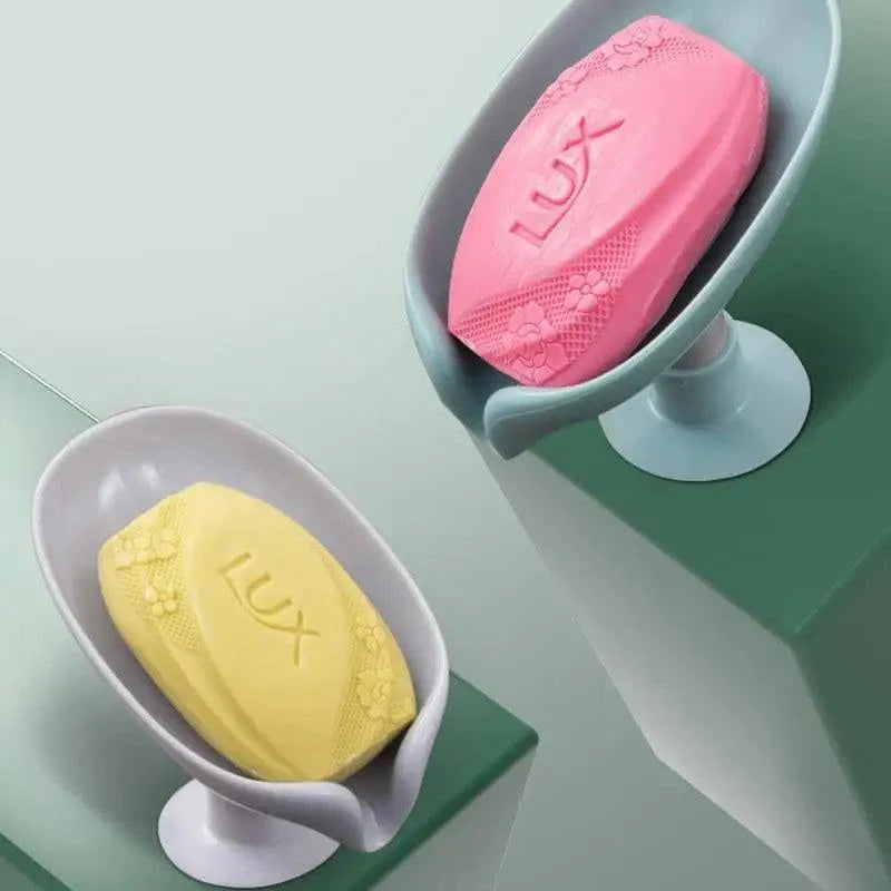 Leaf Shaped Soap Dish Holder Suction Cup Soap Dish For Bathroom Shower Soap Box Sponge Soap Holder Storage Tray Soap container Soap Dish Holder Lotus Leaf Shape With Suction Cup Drain Detachable Soap Box Not Punched Toilet Bath Drain Shelf Storage Stevvex