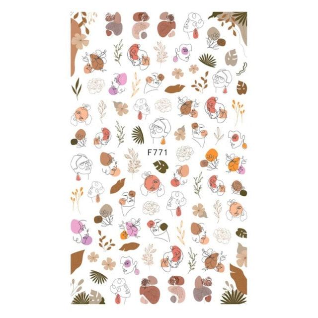 Leaf With Lines Nails Sticker Designer Fruit Nail Art 3D Decals Acrylic Designs Self Adhesive Manicure Slider Stickers Glitter Decals Love Nail Sequins Laser Heart Nail Supplies Sparkle Nail Accessories Star Accessories Heart Nail Art Stevvex