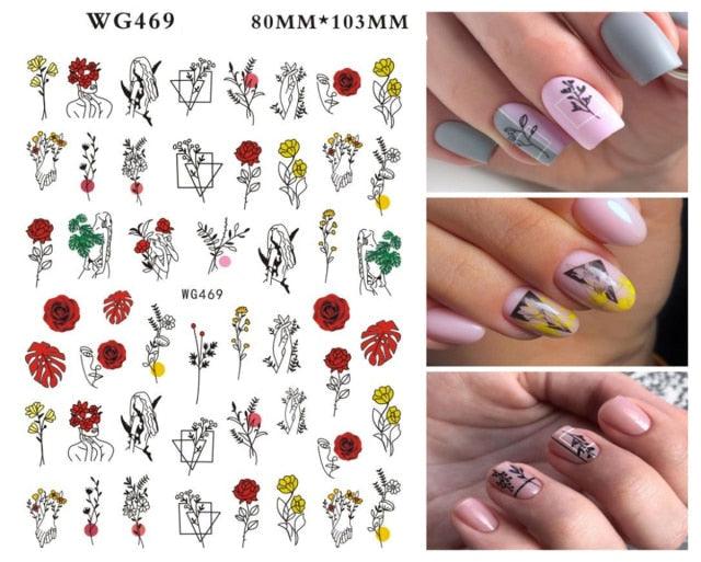 Leaf With Lines Nails Sticker Designer Fruit Nail Art 3D Decals Acrylic Designs Self Adhesive Manicure Slider Stickers Glitter Decals Love Nail Sequins Laser Heart Nail Supplies Sparkle Nail Accessories Star Accessories Heart Nail Art Stevvex