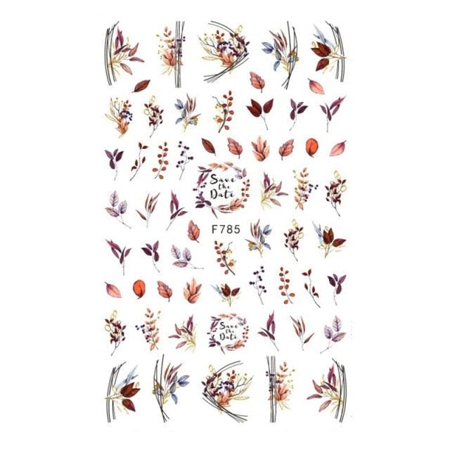 Leaf With Lines Nails Sticker Designer Fruit Nail Art 3D Decals Acrylic Designs Self Adhesive Manicure Slider Stickers Glitter Decals Love Nail Sequins Laser Heart Nail Supplies Sparkle Nail Accessories Star Accessories Heart Nail Art Stevvex