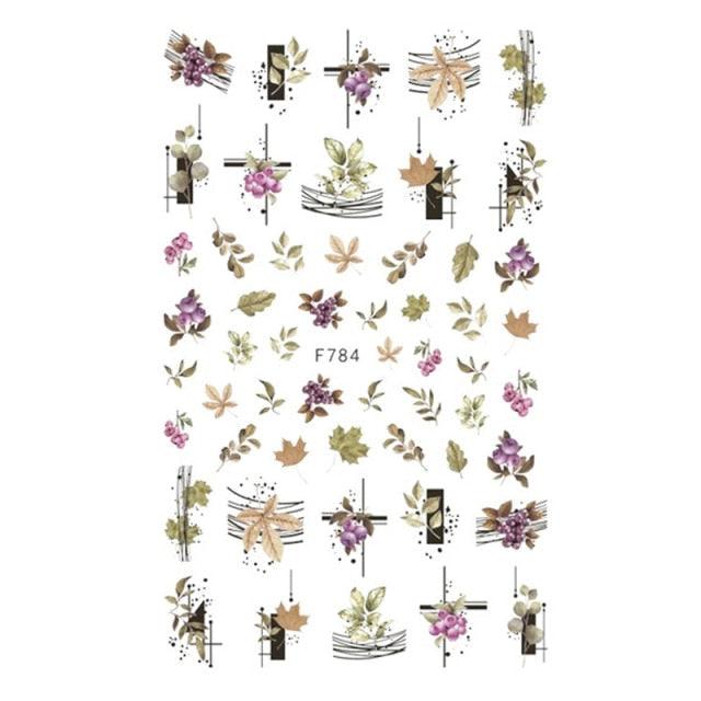 Leaf With Lines Nails Sticker Designer Fruit Nail Art 3D Decals Acrylic Designs Self Adhesive Manicure Slider Stickers Glitter Decals Love Nail Sequins Laser Heart Nail Supplies Sparkle Nail Accessories Star Accessories Heart Nail Art Stevvex