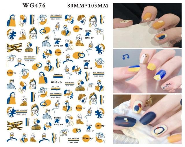 Leaf With Lines Nails Sticker Designer Fruit Nail Art 3D Decals Acrylic Designs Self Adhesive Manicure Slider Stickers Glitter Decals Love Nail Sequins Laser Heart Nail Supplies Sparkle Nail Accessories Star Accessories Heart Nail Art Stevvex