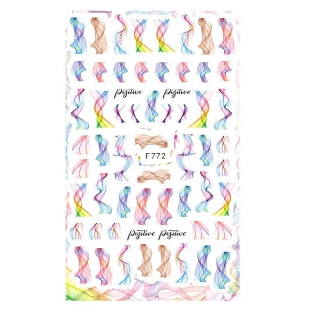 Leaf With Lines Nails Sticker Designer Fruit Nail Art 3D Decals Acrylic Designs Self Adhesive Manicure Slider Stickers Glitter Decals Love Nail Sequins Laser Heart Nail Supplies Sparkle Nail Accessories Star Accessories Heart Nail Art Stevvex