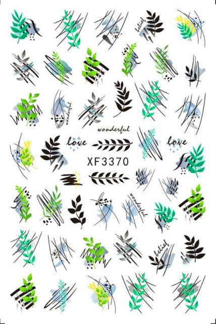 Leaf With Lines Nails Sticker Designer Fruit Nail Art 3D Decals Acrylic Designs Self Adhesive Manicure Slider Stickers Glitter Decals Love Nail Sequins Laser Heart Nail Supplies Sparkle Nail Accessories Star Accessories Heart Nail Art Stevvex