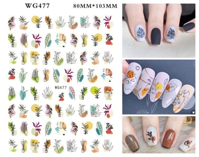 Leaf With Lines Nails Sticker Designer Fruit Nail Art 3D Decals Acrylic Designs Self Adhesive Manicure Slider Stickers Glitter Decals Love Nail Sequins Laser Heart Nail Supplies Sparkle Nail Accessories Star Accessories Heart Nail Art Stevvex
